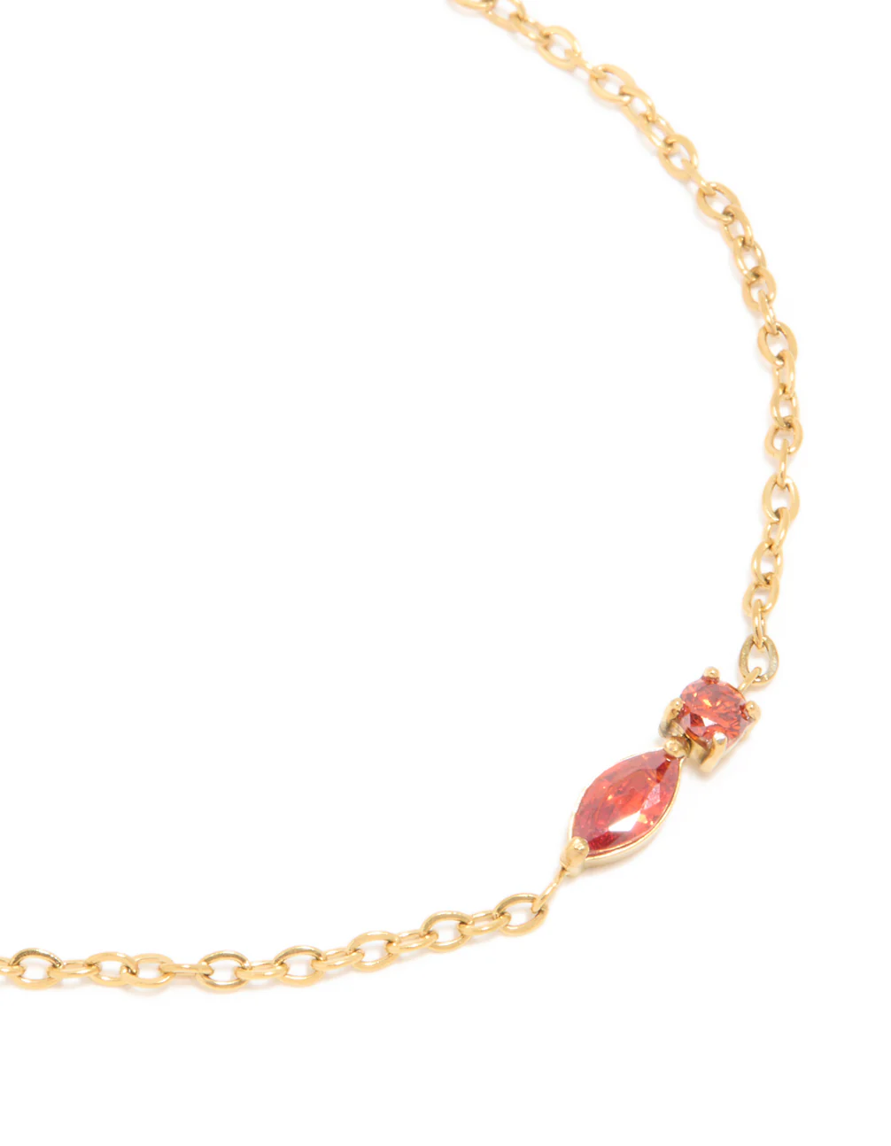 Waterproof Gold Plated Stainless Steel July Red Cubic Zirconia Birthstone Bracelet - Image 4