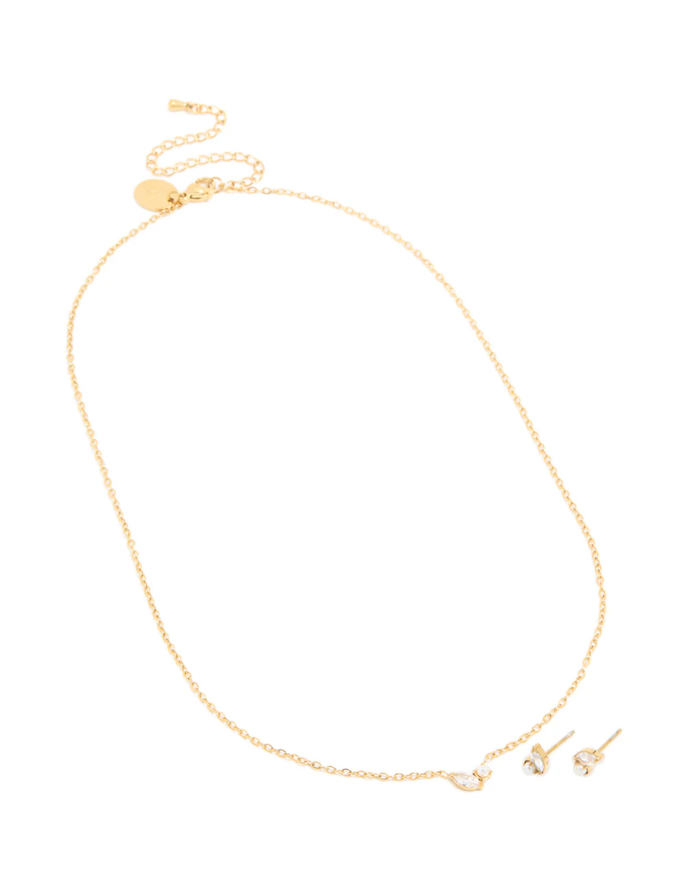 Waterproof Gold Plated Stainless Steel June Cubic Zirconia Birthstone Necklace & Earrings Set - Image 2