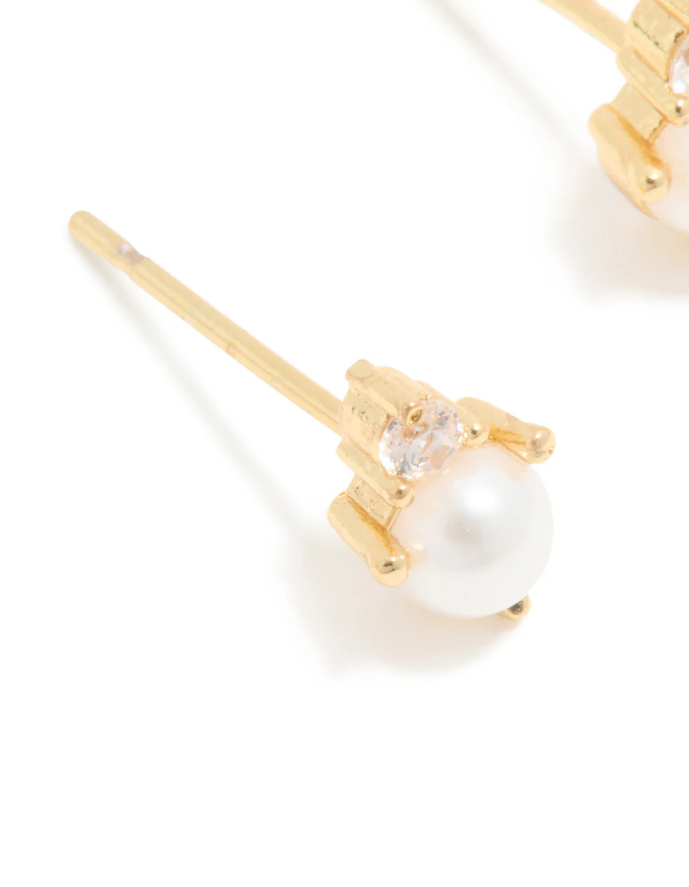 Waterproof Gold Plated Stainless Steel June Cubic Zirconia Duo Stud Earrings - Image 4