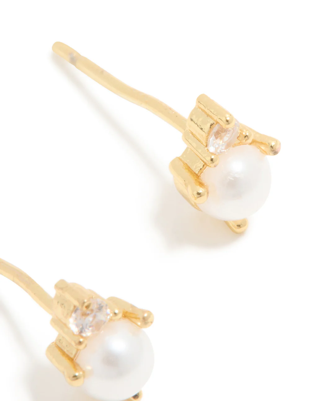 Waterproof Gold Plated Stainless Steel June Cubic Zirconia Duo Stud Earrings - Image 5