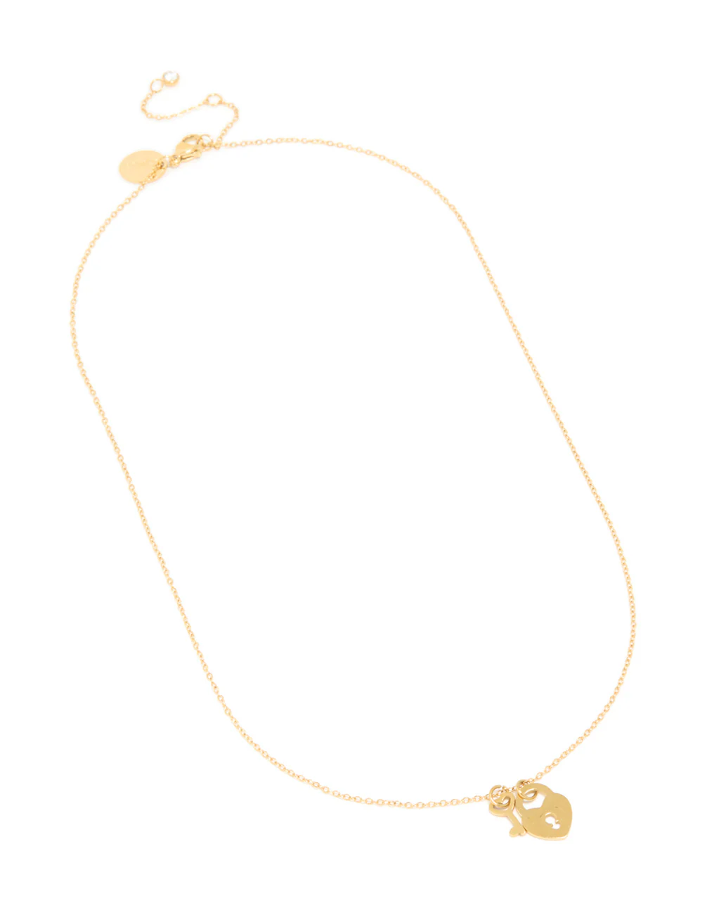 Waterproof Gold Plated Stainless Steel Key & Locket Pendant Necklace - Image 2