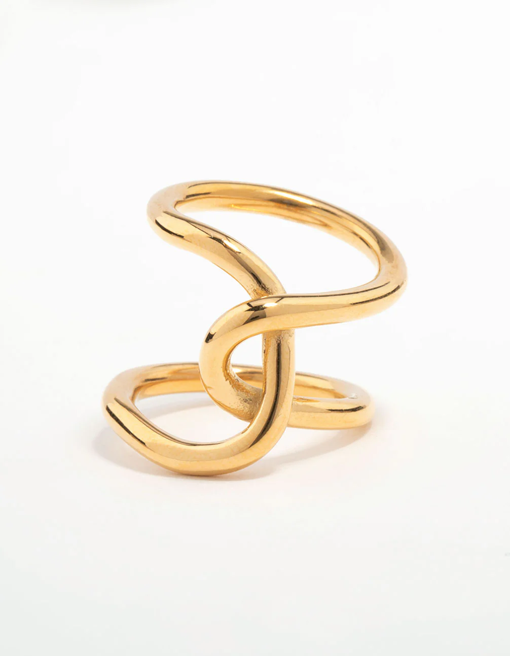 Waterproof Gold Plated Stainless Steel Knotted Wrap Ring - Image 3