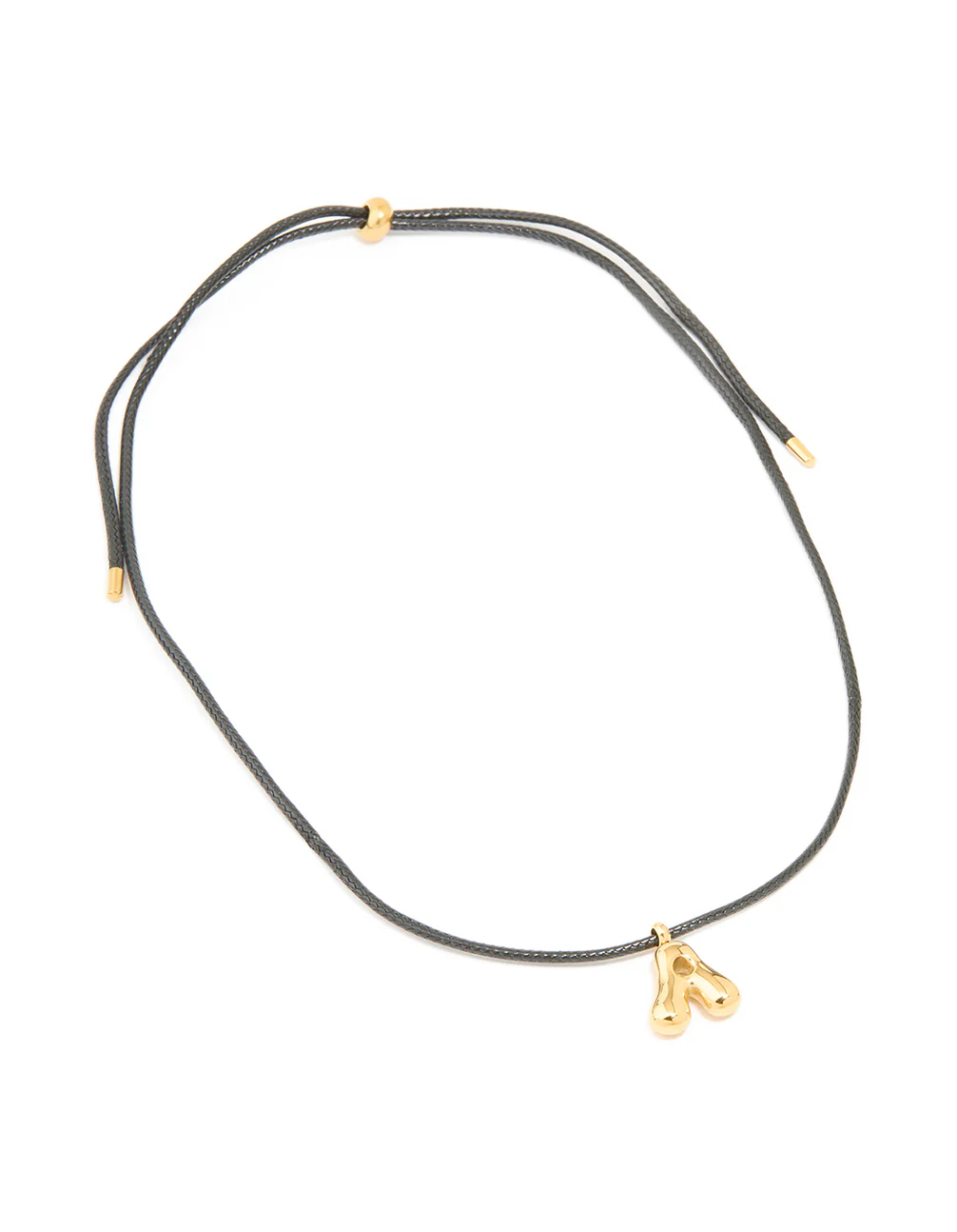 Waterproof Gold Plated Stainless Steel Large Bubble Letter A Cord Necklace - Image 4