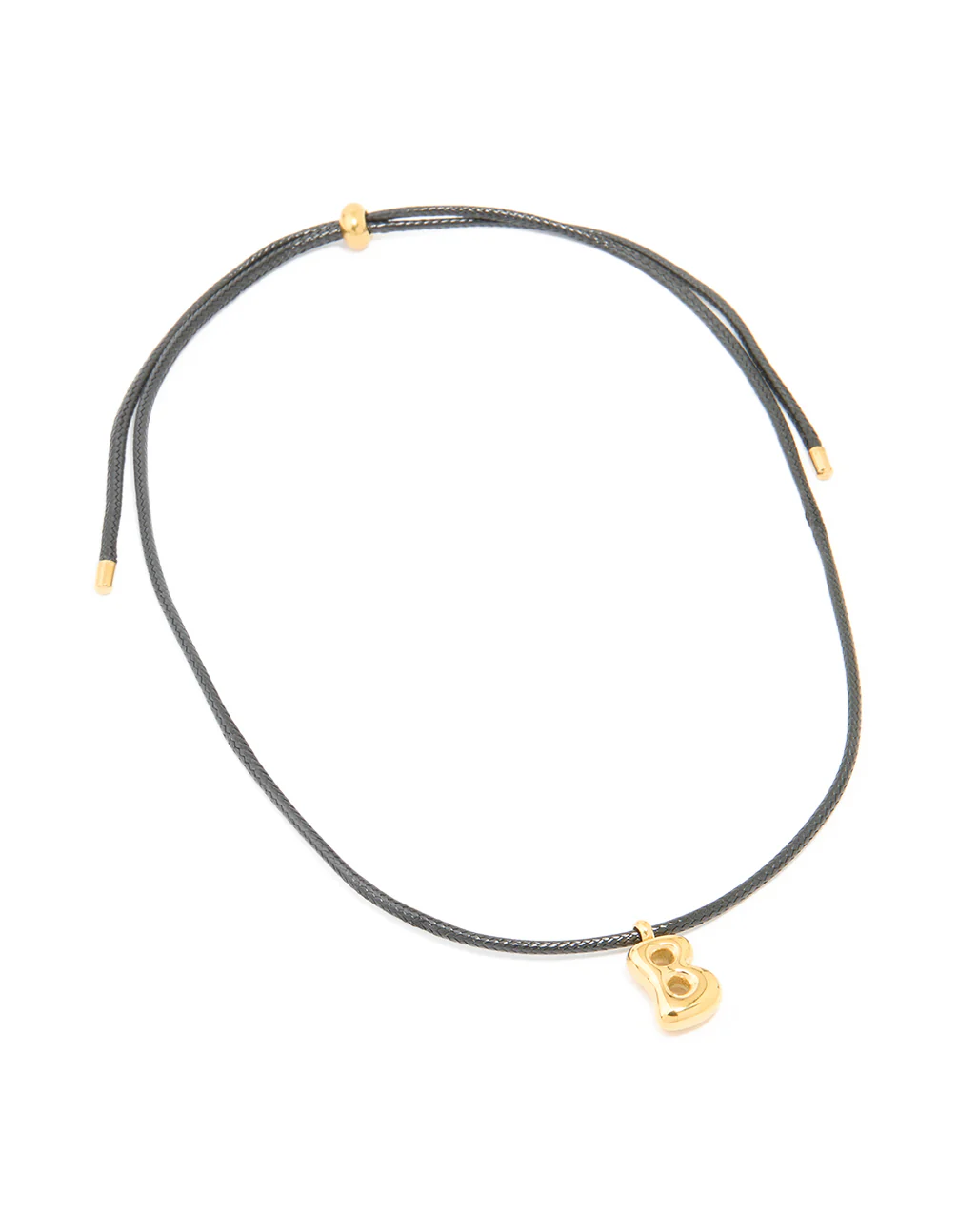 Waterproof Gold Plated Stainless Steel Large Bubble Letter B Cord Necklace - Image 4