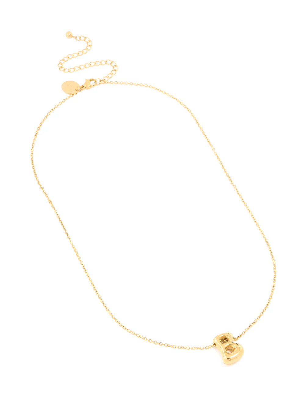 Waterproof Gold Plated Stainless Steel Large Bubble Letter B Necklace - Image 4