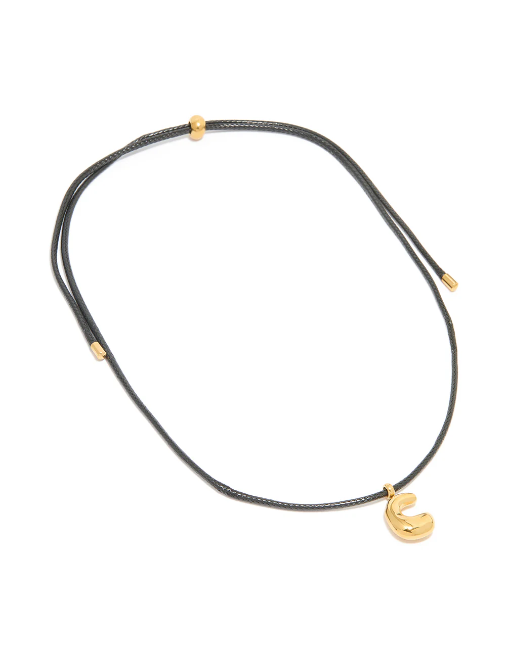Waterproof Gold Plated Stainless Steel Large Bubble Letter C Cord Necklace - Image 4