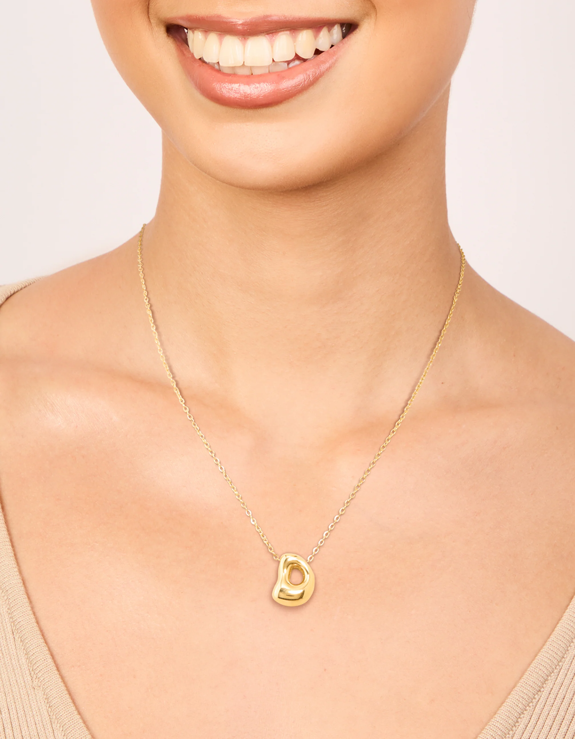 Waterproof Gold Plated Stainless Steel Large Bubble Letter D Necklace - Image 2