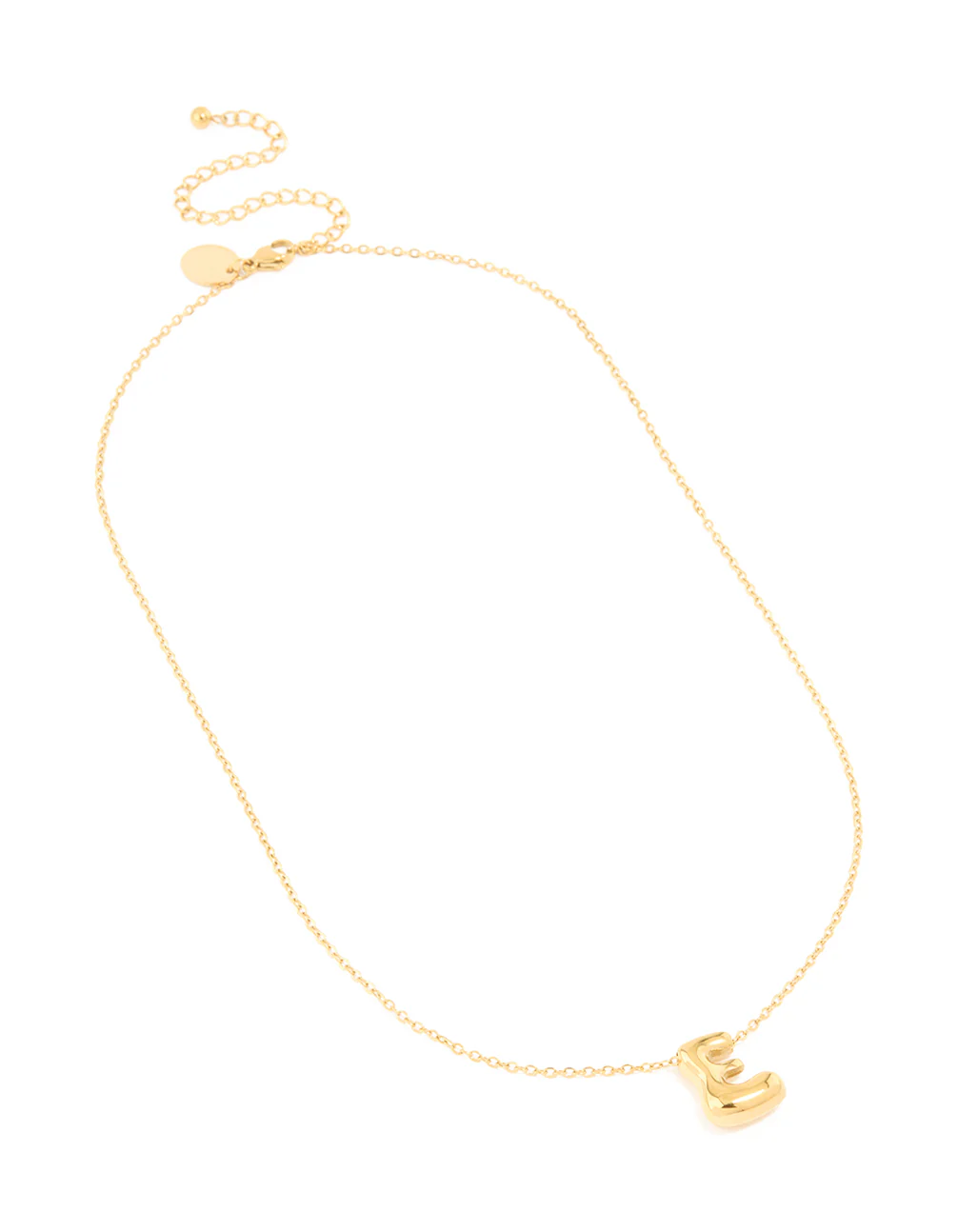 Waterproof Gold Plated Stainless Steel Large Bubble Letter E Necklace - Image 4