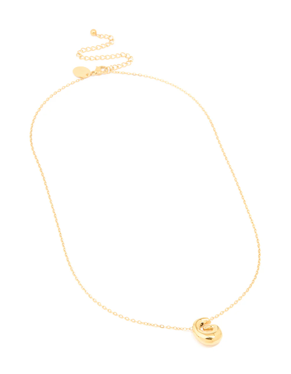 Waterproof Gold Plated Stainless Steel Large Bubble Letter G Necklace - Image 4