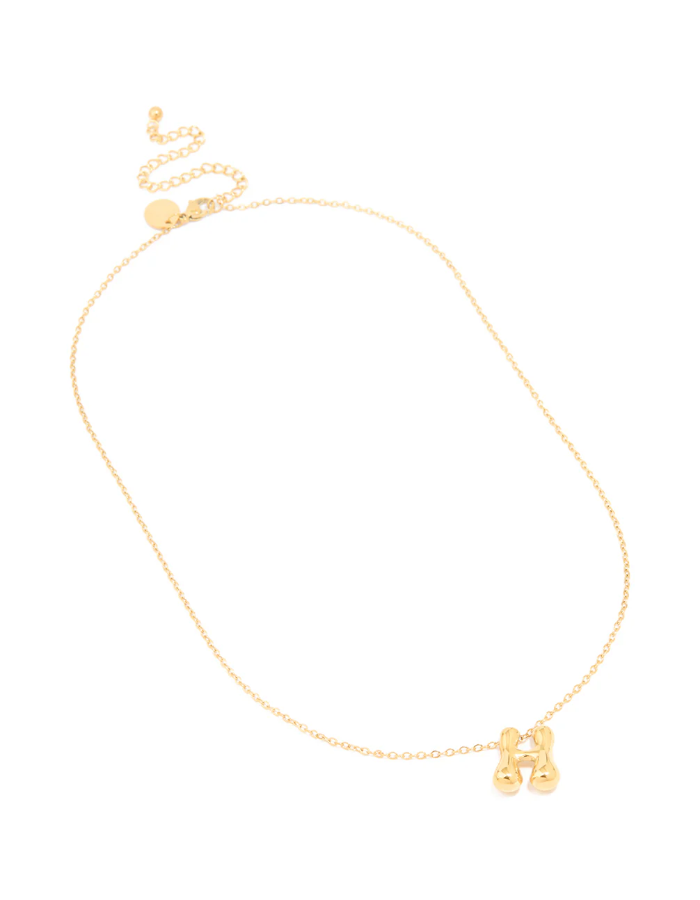 Waterproof Gold Plated Stainless Steel Large Bubble Letter H Necklace - Image 4