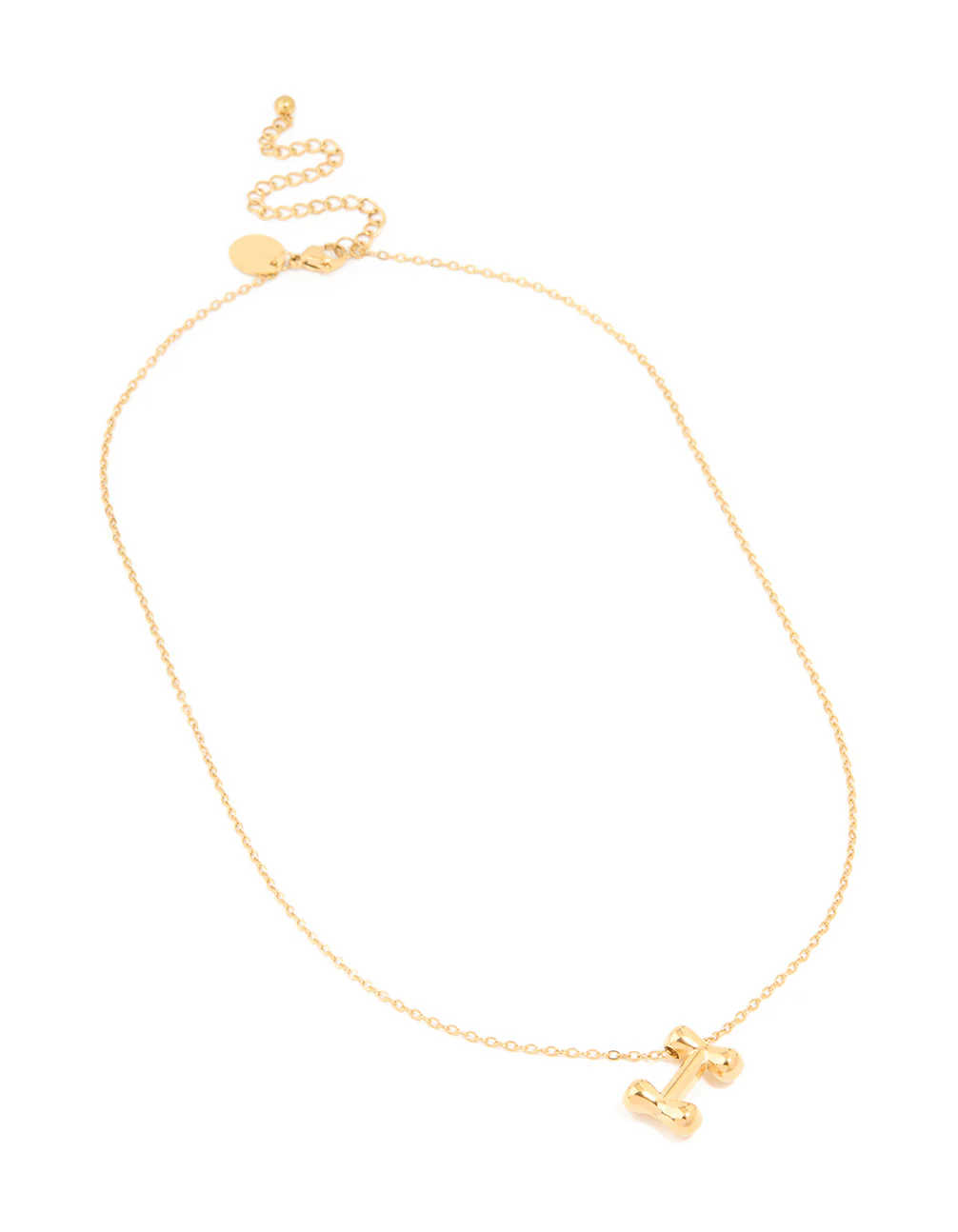 Waterproof Gold Plated Stainless Steel Large Bubble Letter I Necklace - Image 4