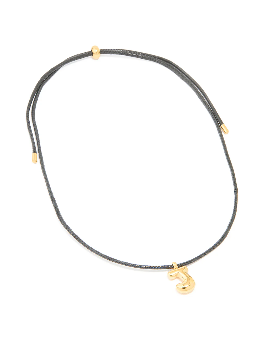 Waterproof Gold Plated Stainless Steel Large Bubble Letter J Cord Necklace - Image 4