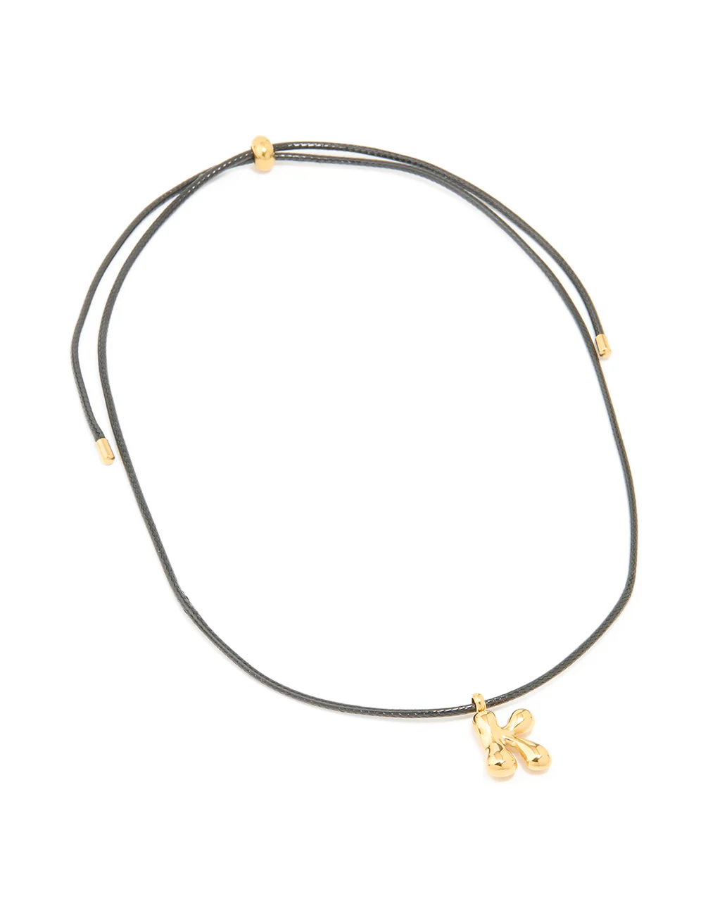 Waterproof Gold Plated Stainless Steel Large Bubble Letter K Cord Necklace - Image 4