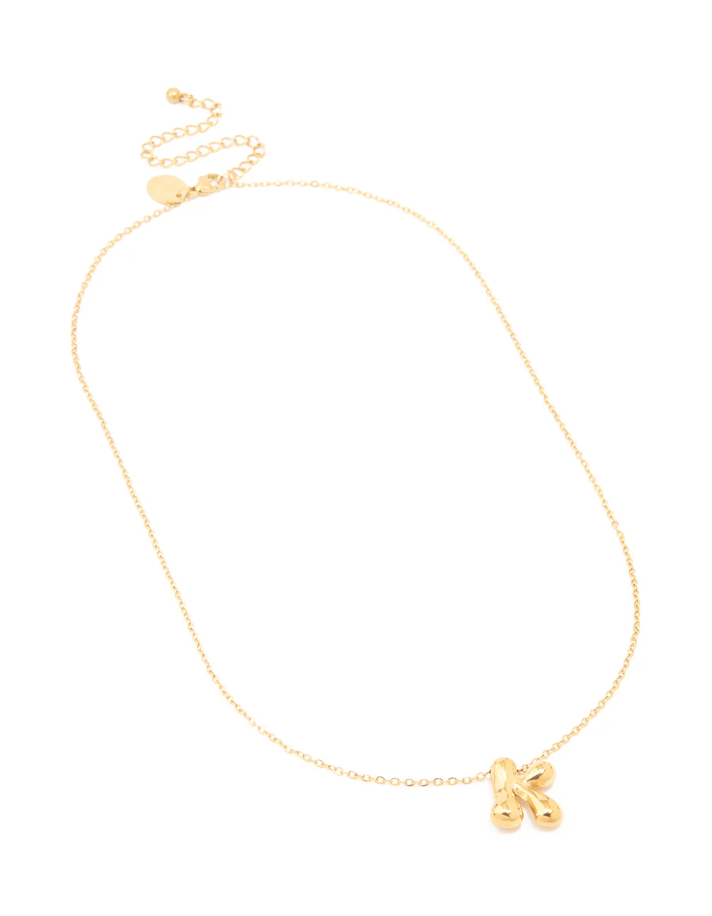 Waterproof Gold Plated Stainless Steel Large Bubble Letter K Necklace - Image 4