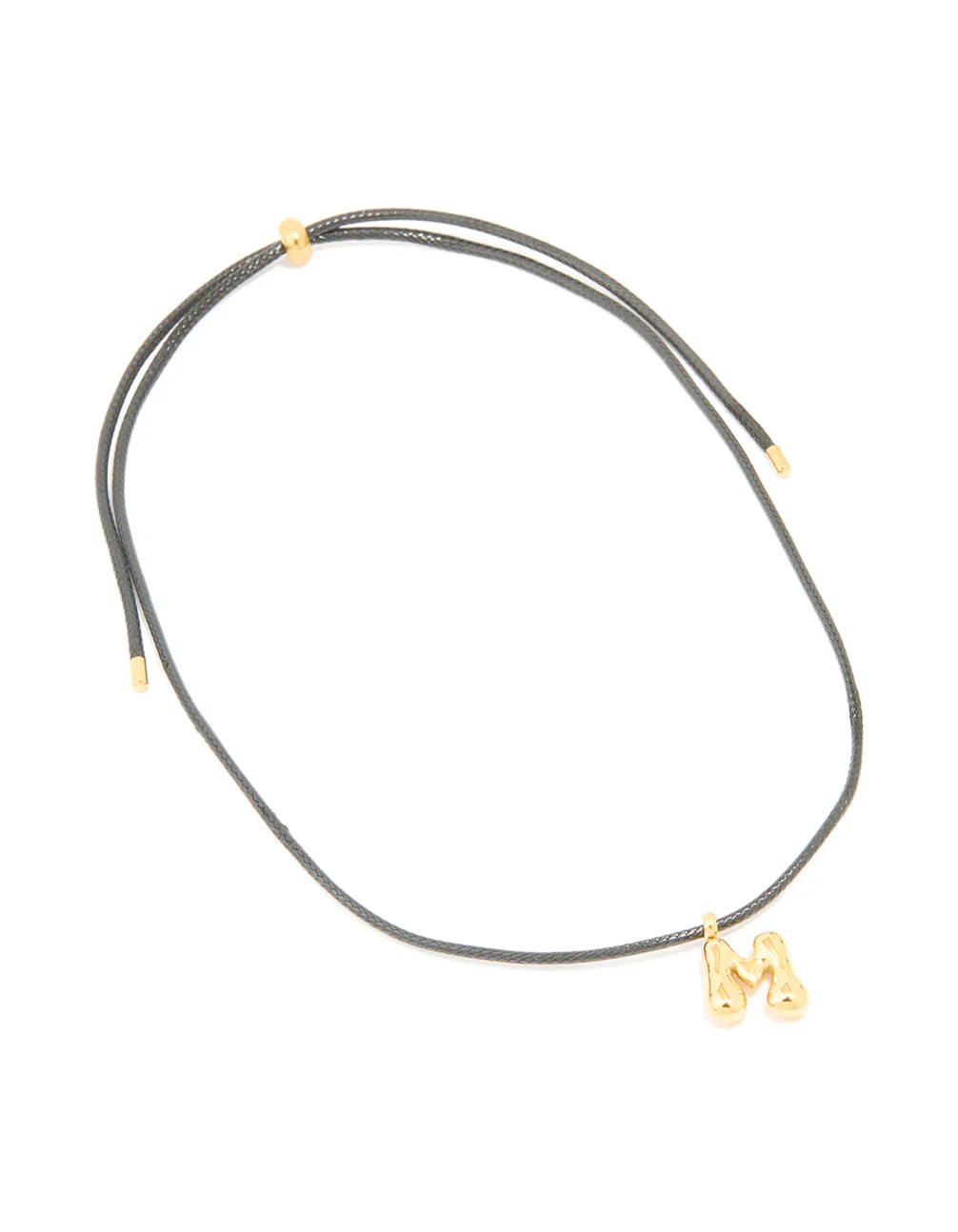 Waterproof Gold Plated Stainless Steel Large Bubble Letter M Cord Necklace - Image 4