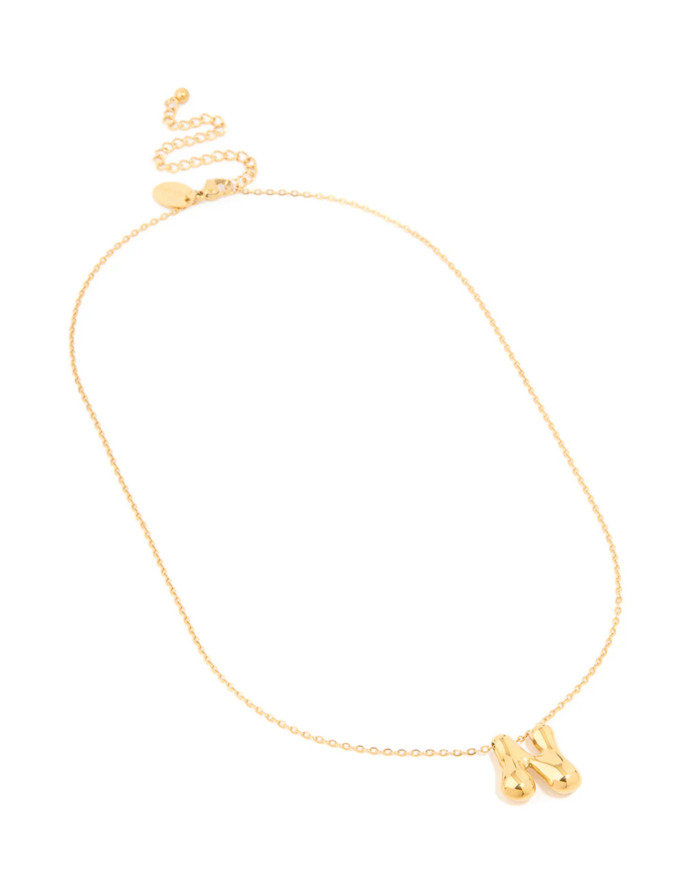Waterproof Gold Plated Stainless Steel Large Bubble Letter N Necklace - Image 4