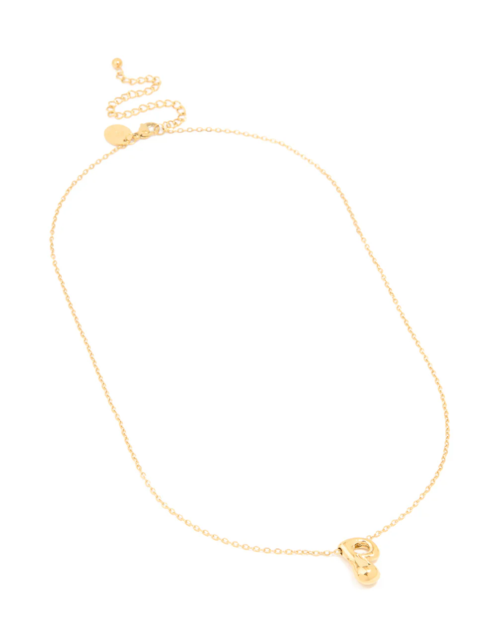 Waterproof Gold Plated Stainless Steel Large Bubble Letter P Necklace - Image 4