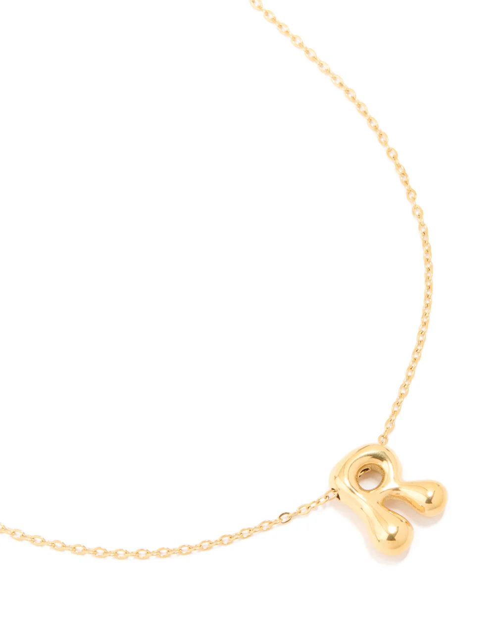 Waterproof Gold Plated Stainless Steel Large Bubble Letter R Necklace - Image 2