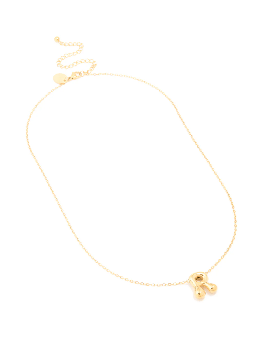 Waterproof Gold Plated Stainless Steel Large Bubble Letter R Necklace - Image 3