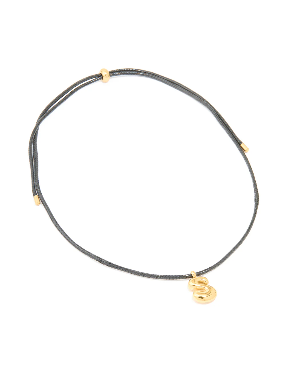 Waterproof Gold Plated Stainless Steel Large Bubble Letter S Cord Necklace - Image 4