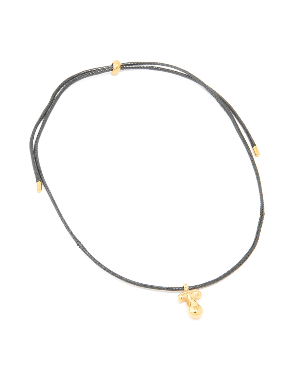 Waterproof Gold Plated Stainless Steel Large Bubble Letter T Cord Necklace - Image 4