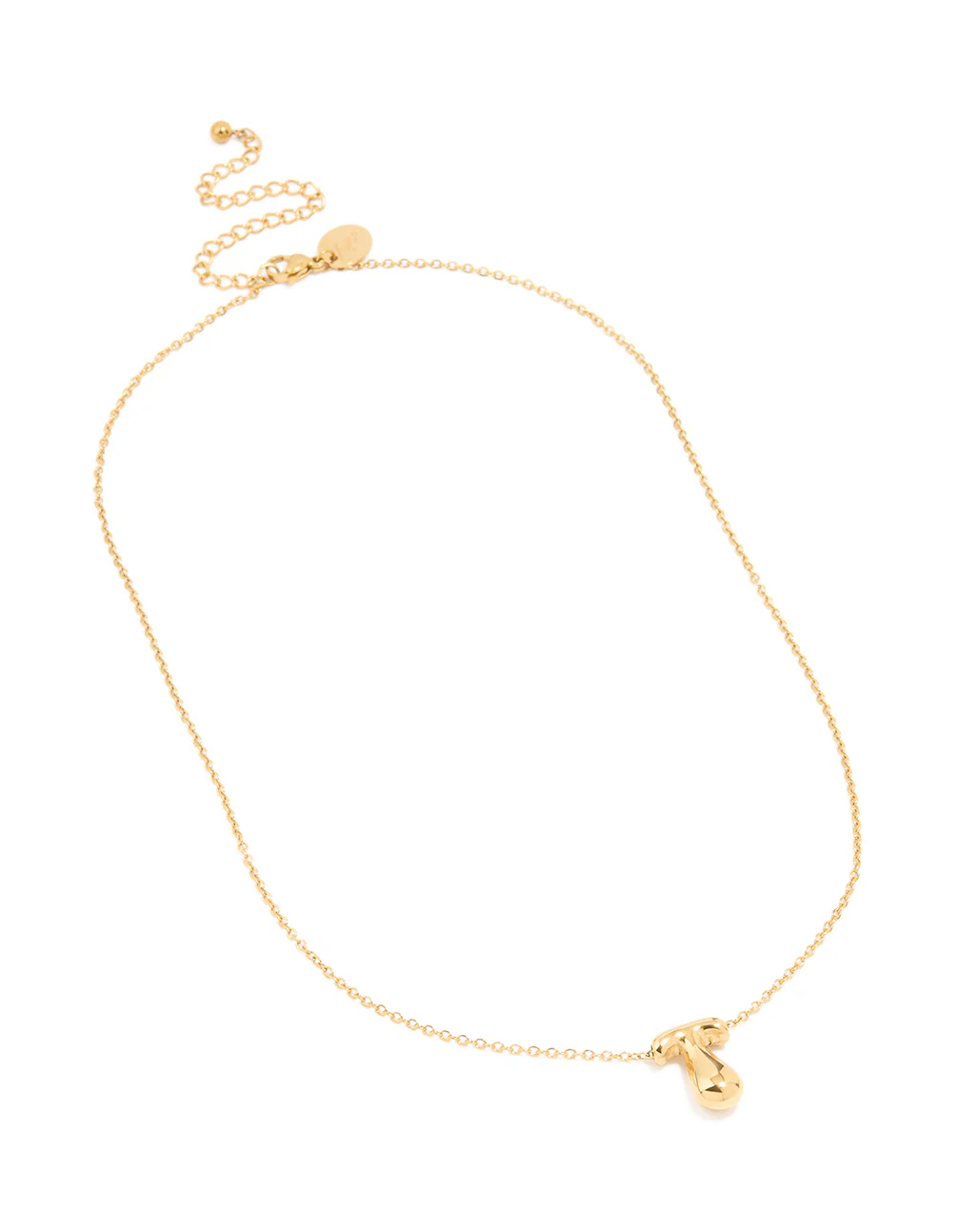 Waterproof Gold Plated Stainless Steel Large Bubble Letter T Necklace - Image 4