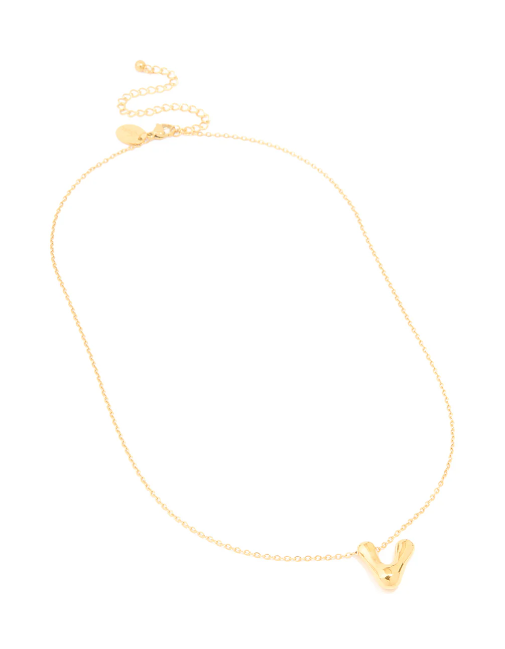 Waterproof Gold Plated Stainless Steel Large Bubble Letter V Necklace - Image 4