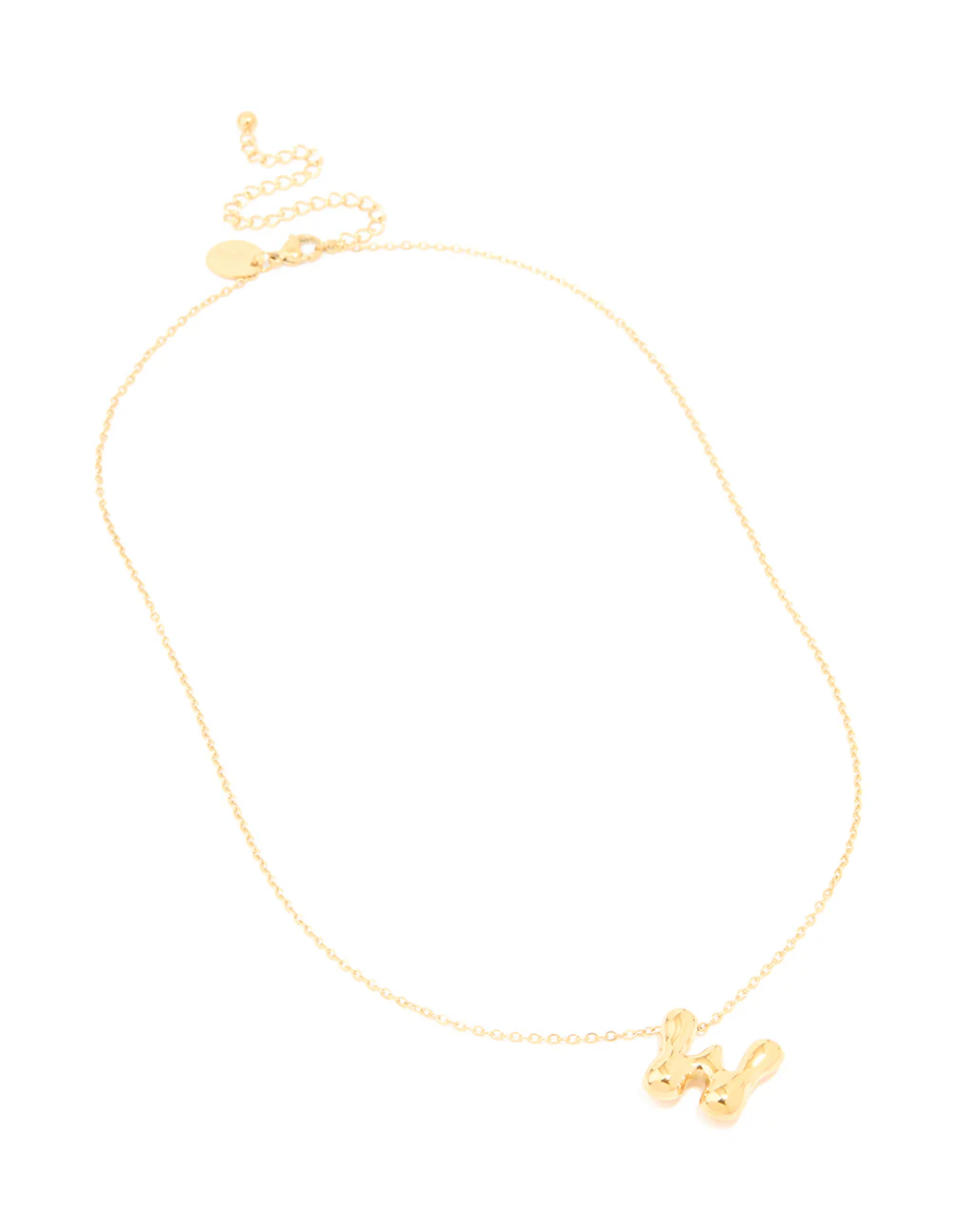 Waterproof Gold Plated Stainless Steel Large Bubble Letter W Necklace - Image 4