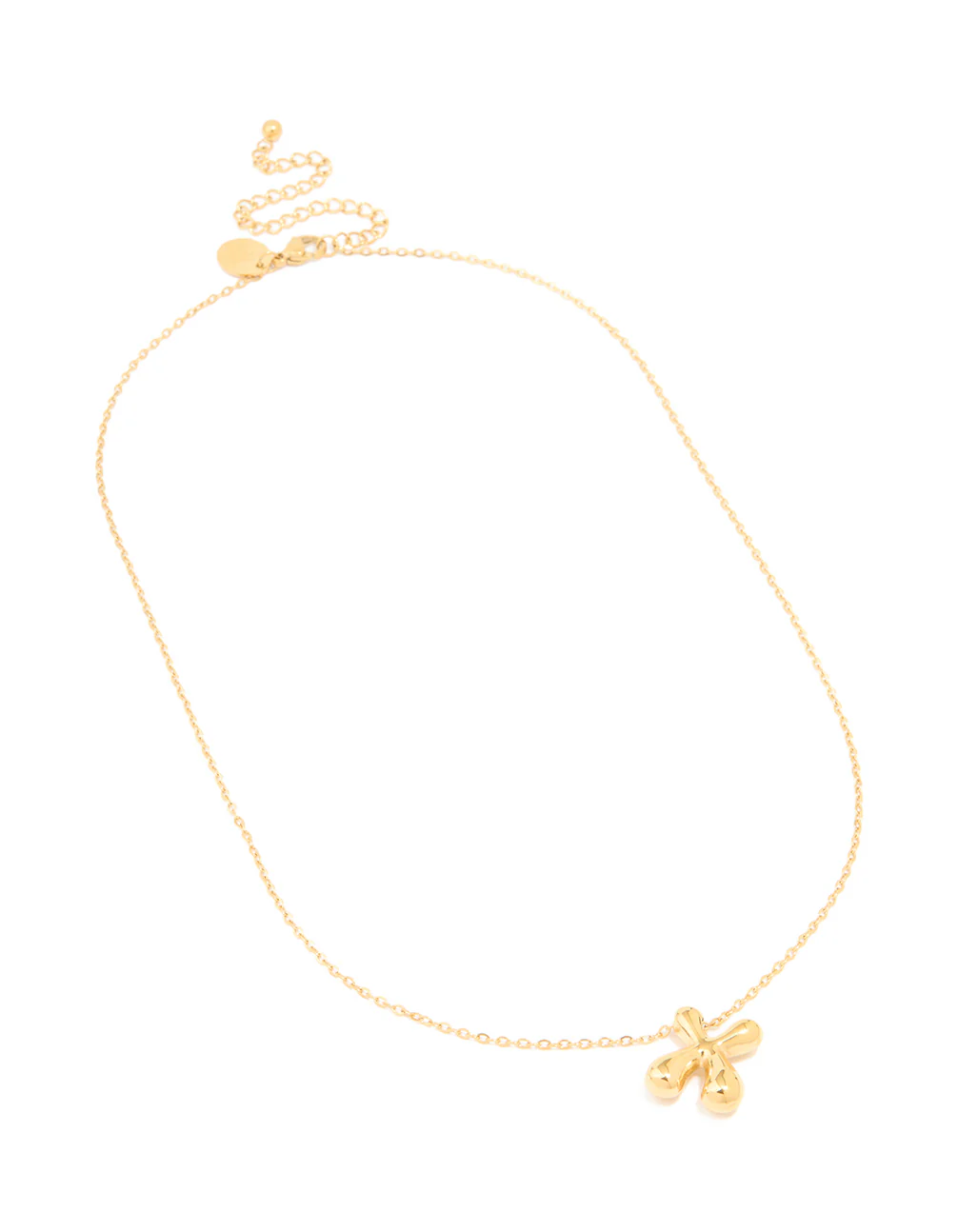 Waterproof Gold Plated Stainless Steel Large Bubble Letter X Necklace - Image 4