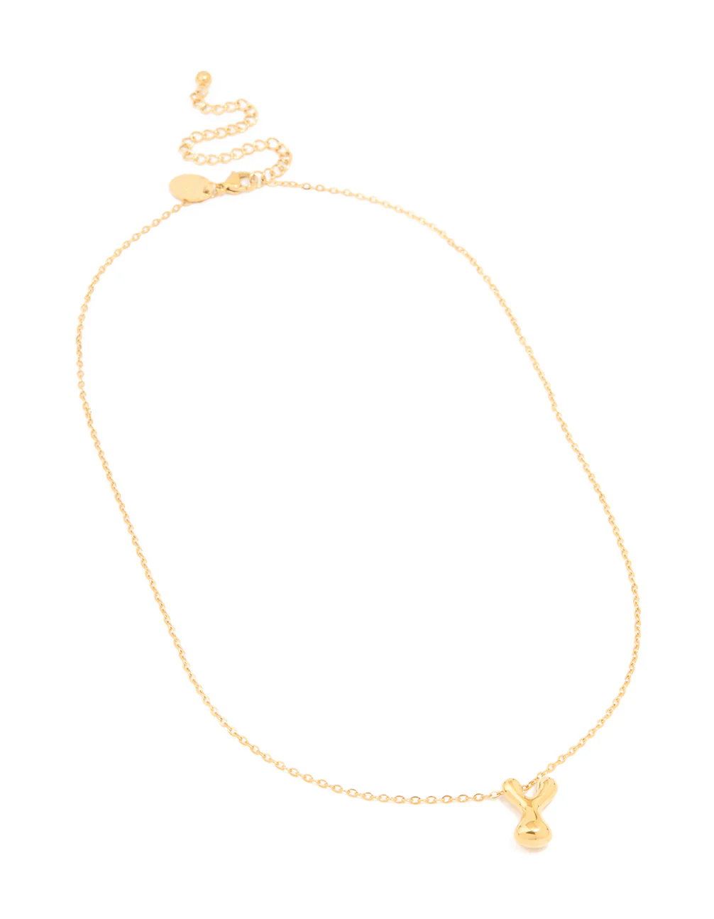 Waterproof Gold Plated Stainless Steel Large Bubble Letter Y Necklace - Image 4