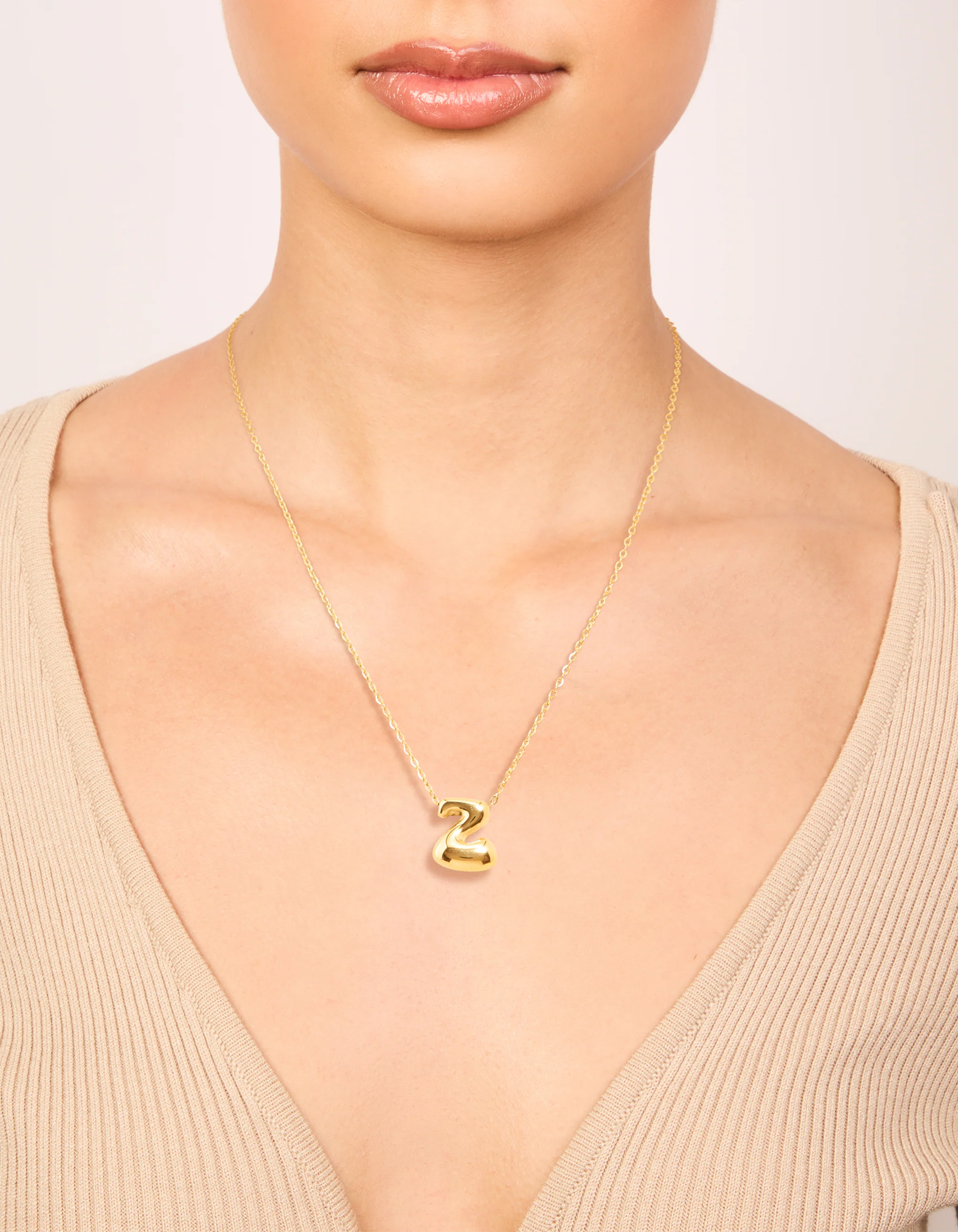 Waterproof Gold Plated Stainless Steel Large Bubble Letter Z Necklace - Image 2