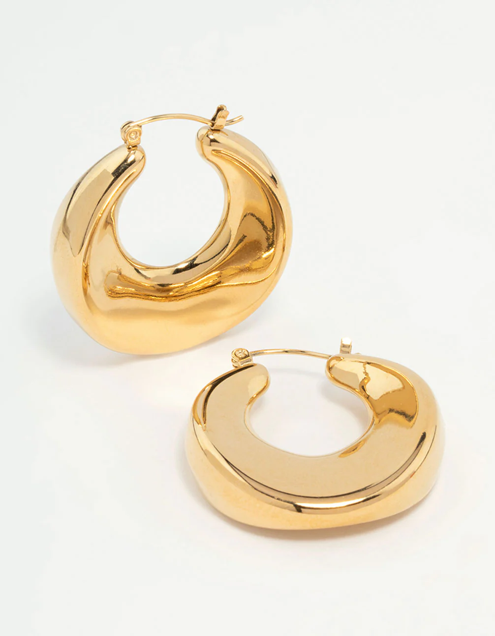 Waterproof Gold Plated Stainless Steel Large Hoop Earrings - Image 2