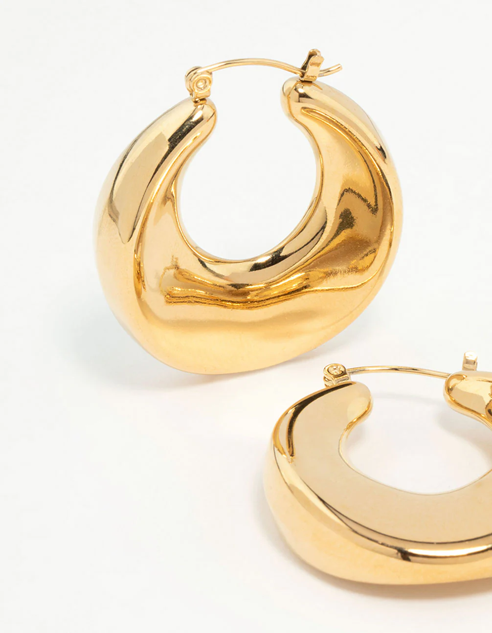 Waterproof Gold Plated Stainless Steel Large Hoop Earrings - Image 6