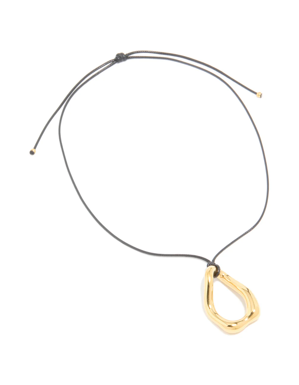 Waterproof Gold Plated Stainless Steel Large Open Pendant Cord Necklace - Image 2