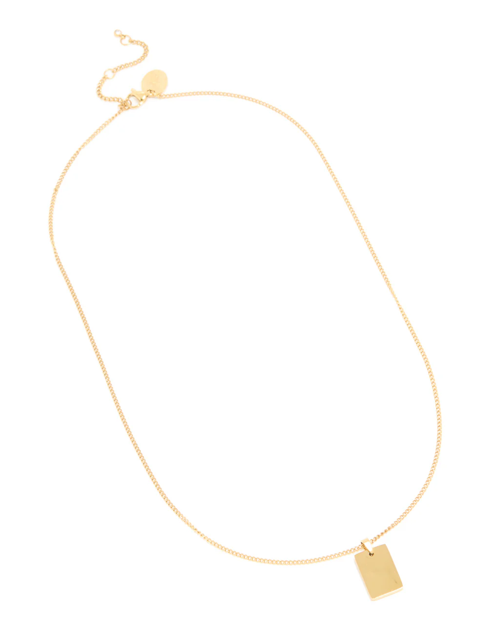 Waterproof Gold Plated Stainless Steel Large Rectangle Pendant Necklace - Image 2