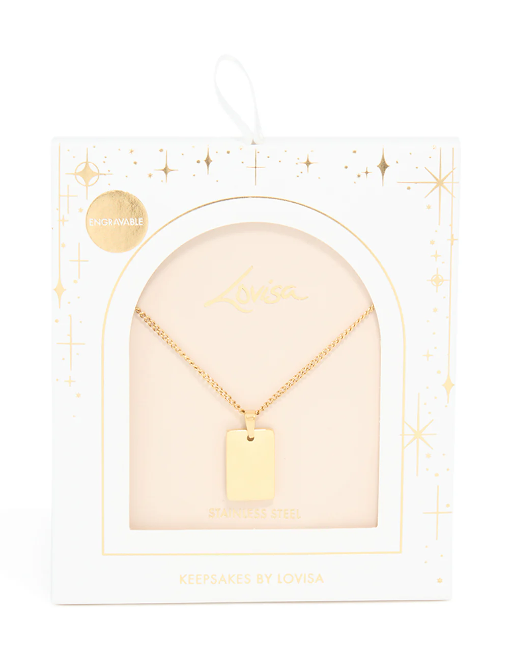Waterproof Gold Plated Stainless Steel Large Rectangle Pendant Necklace - Image 3
