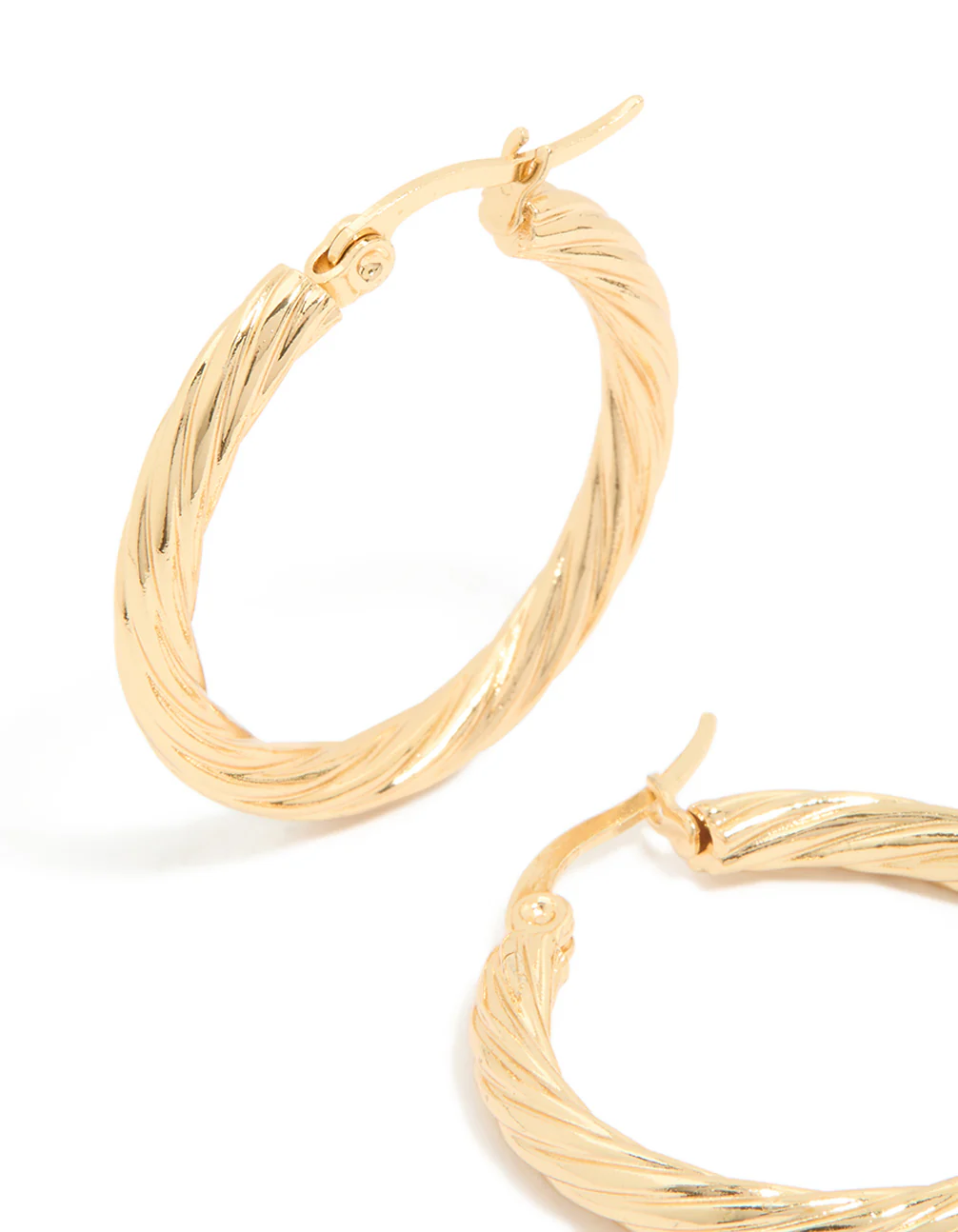 Waterproof Gold Plated Stainless Steel Large Twisted Hoop Earrings - Image 2