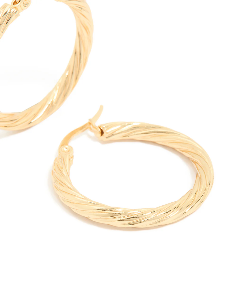 Waterproof Gold Plated Stainless Steel Large Twisted Hoop Earrings - Image 3