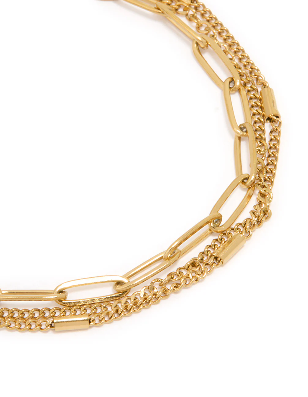 Waterproof Gold Plated Stainless Steel Layered Chain Bracelet - Image 2
