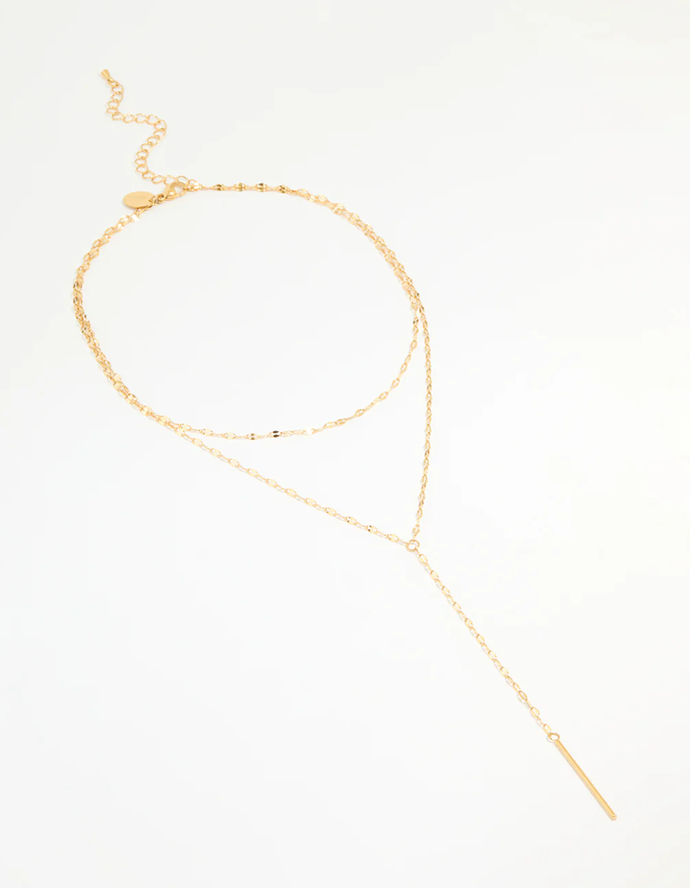 Waterproof Gold Plated Stainless Steel Layered Chain Y-Necklace - Image 2