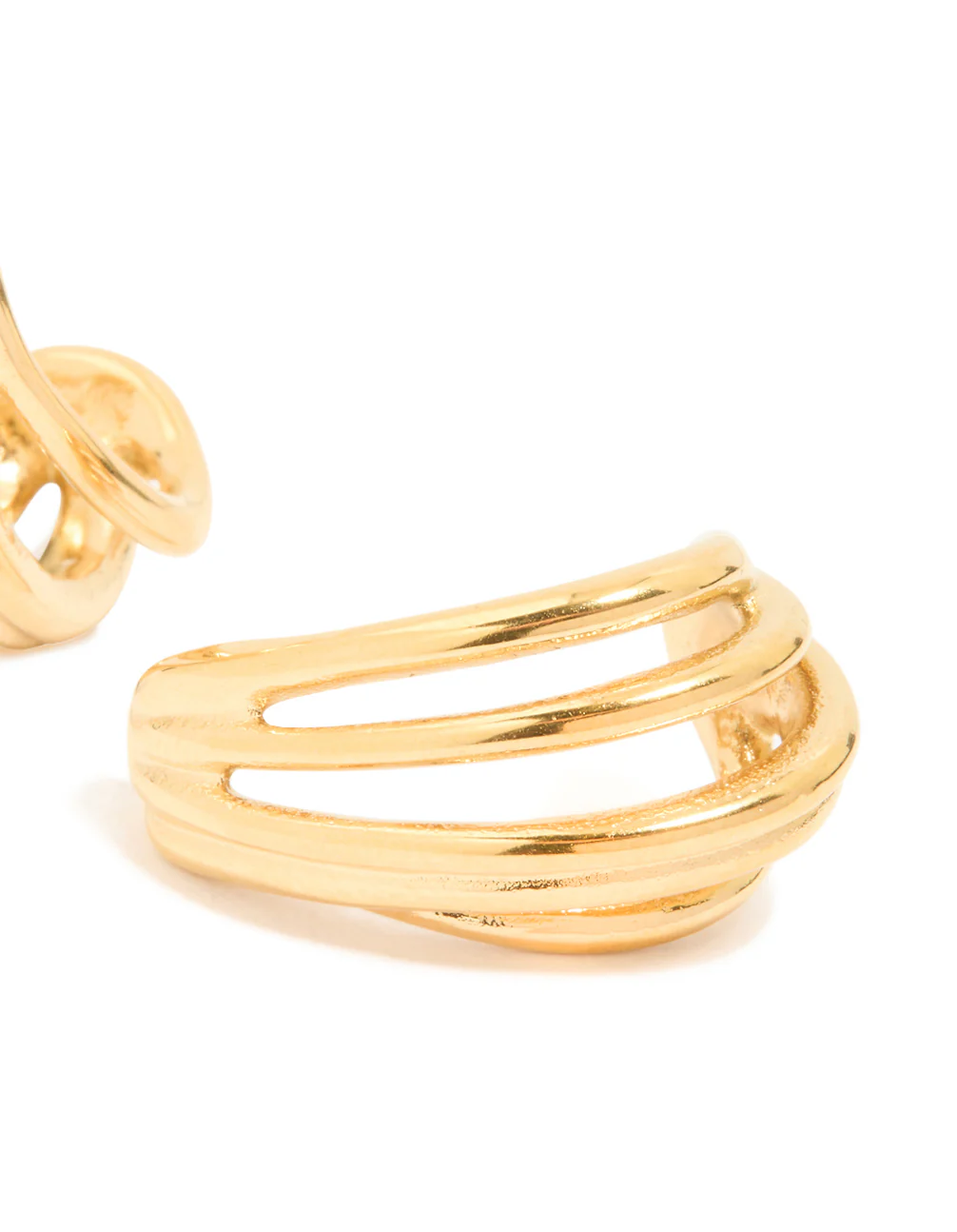 Waterproof Gold Plated Stainless Steel Layered Hoop Earrings - Image 5