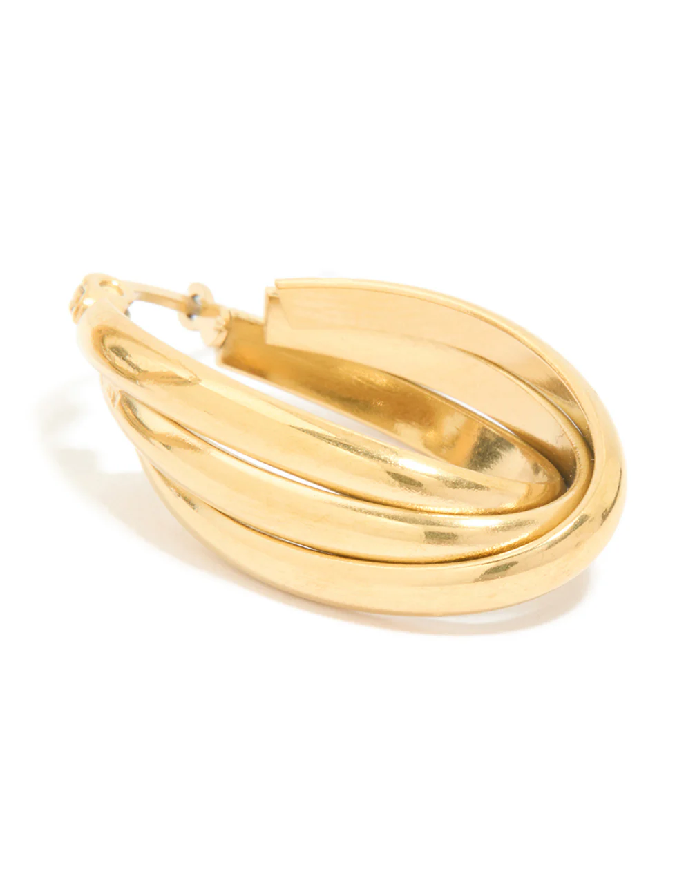Waterproof Gold Plated Stainless Steel Layered Huggie Earrings - Image 5