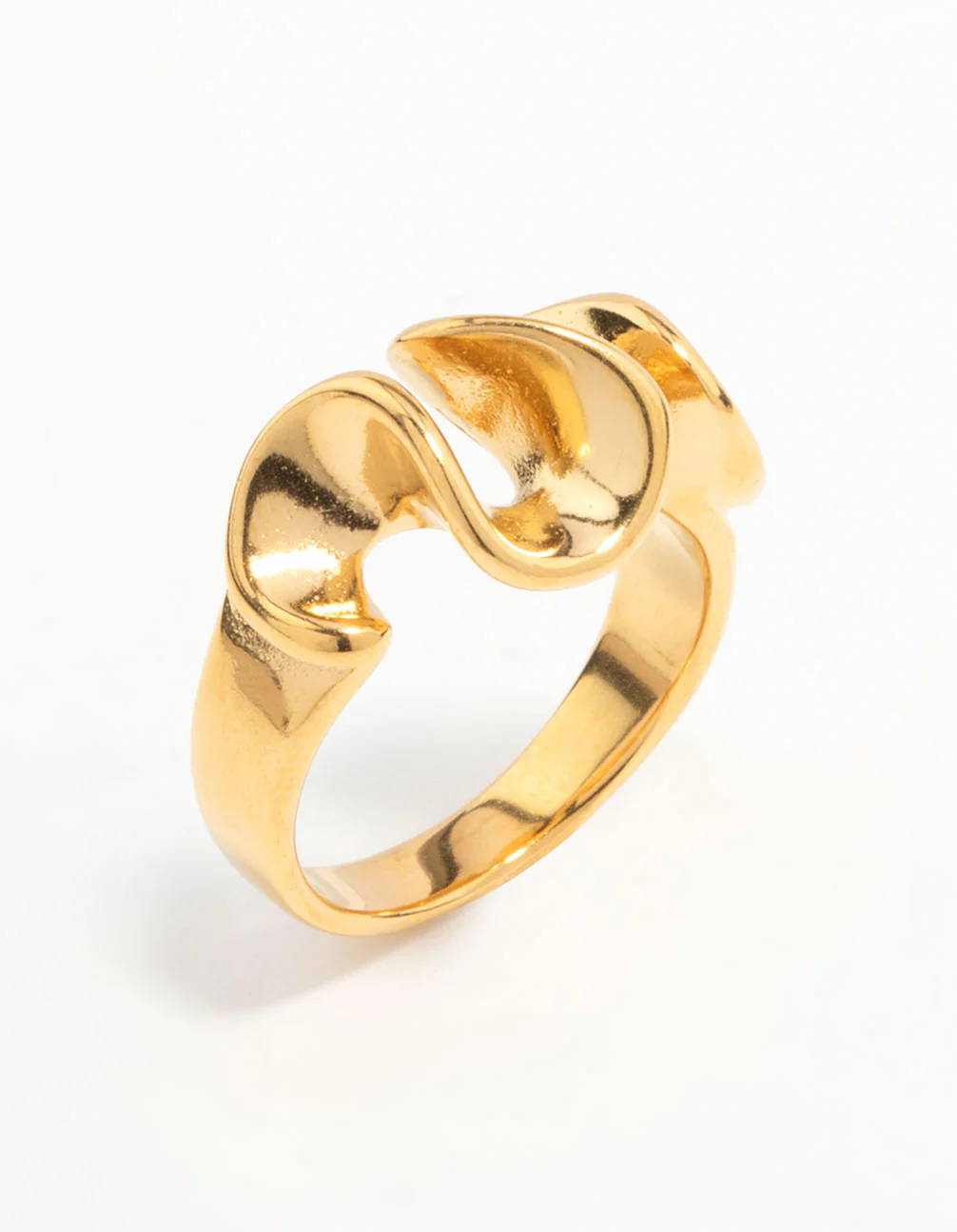 Waterproof Gold Plated Stainless Steel Layered Ribbon Ring - Image 2