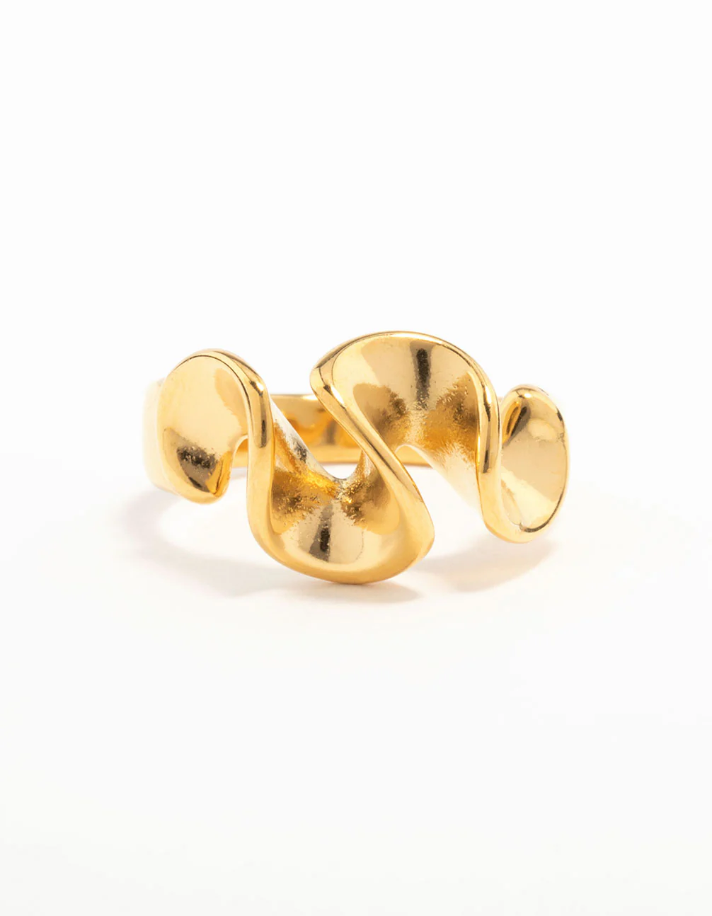 Waterproof Gold Plated Stainless Steel Layered Ribbon Ring - Image 3