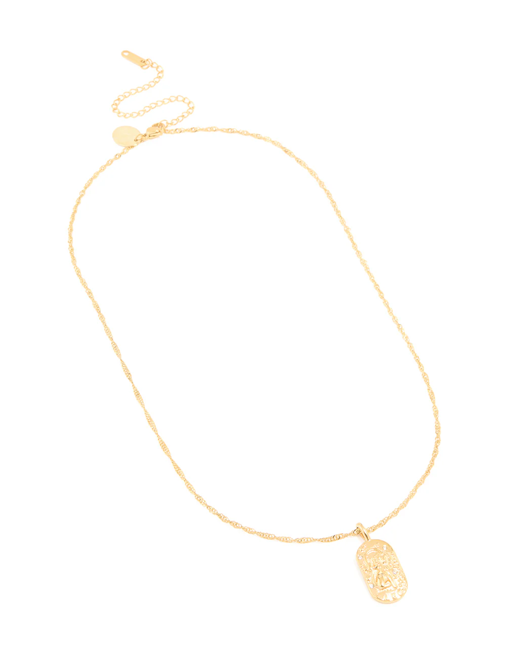 Waterproof Gold Plated Stainless Steel Leo Tab Necklace - Image 2