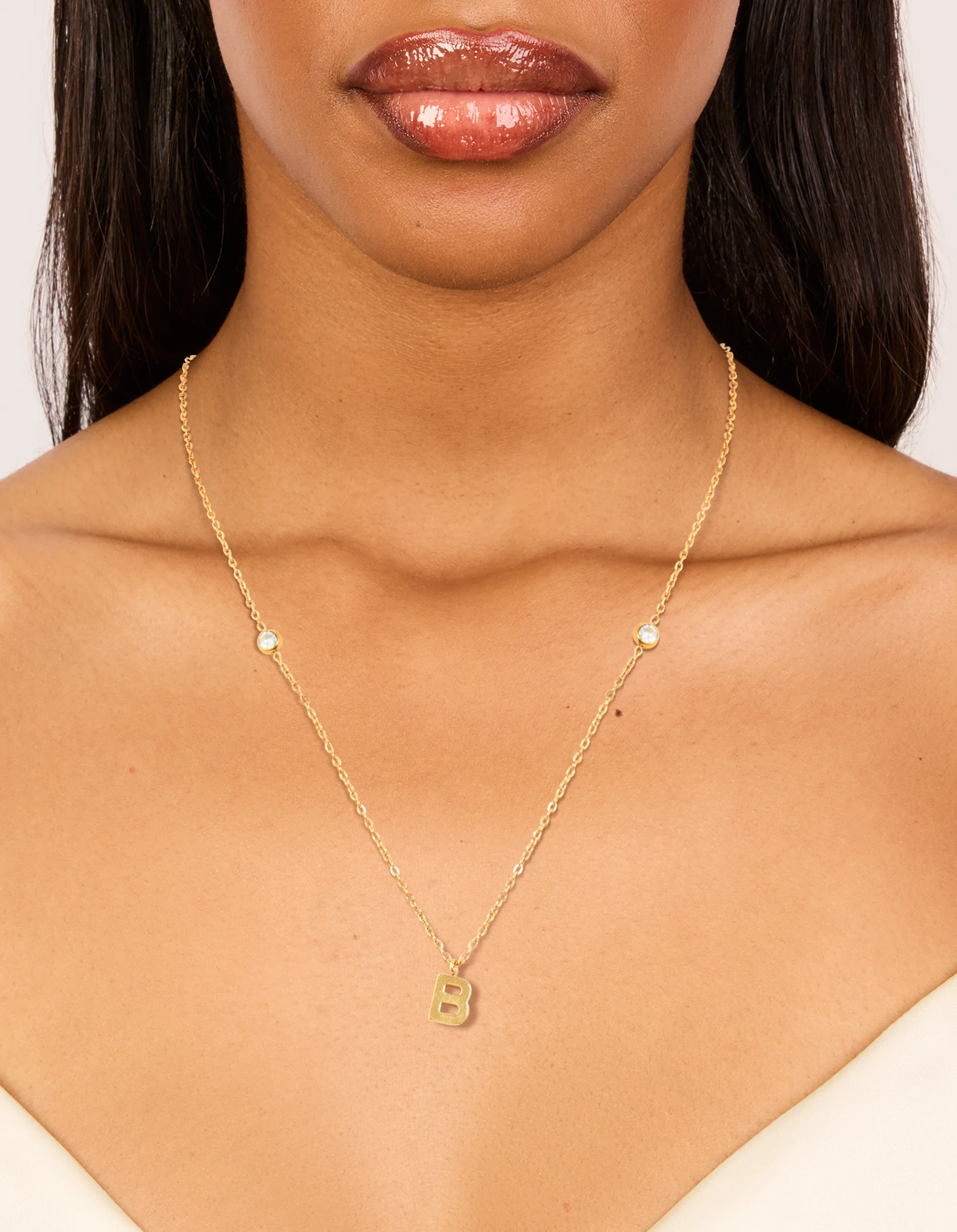 Waterproof Gold Plated Stainless Steel Letter B Dainty Pendant Necklace - Image 2
