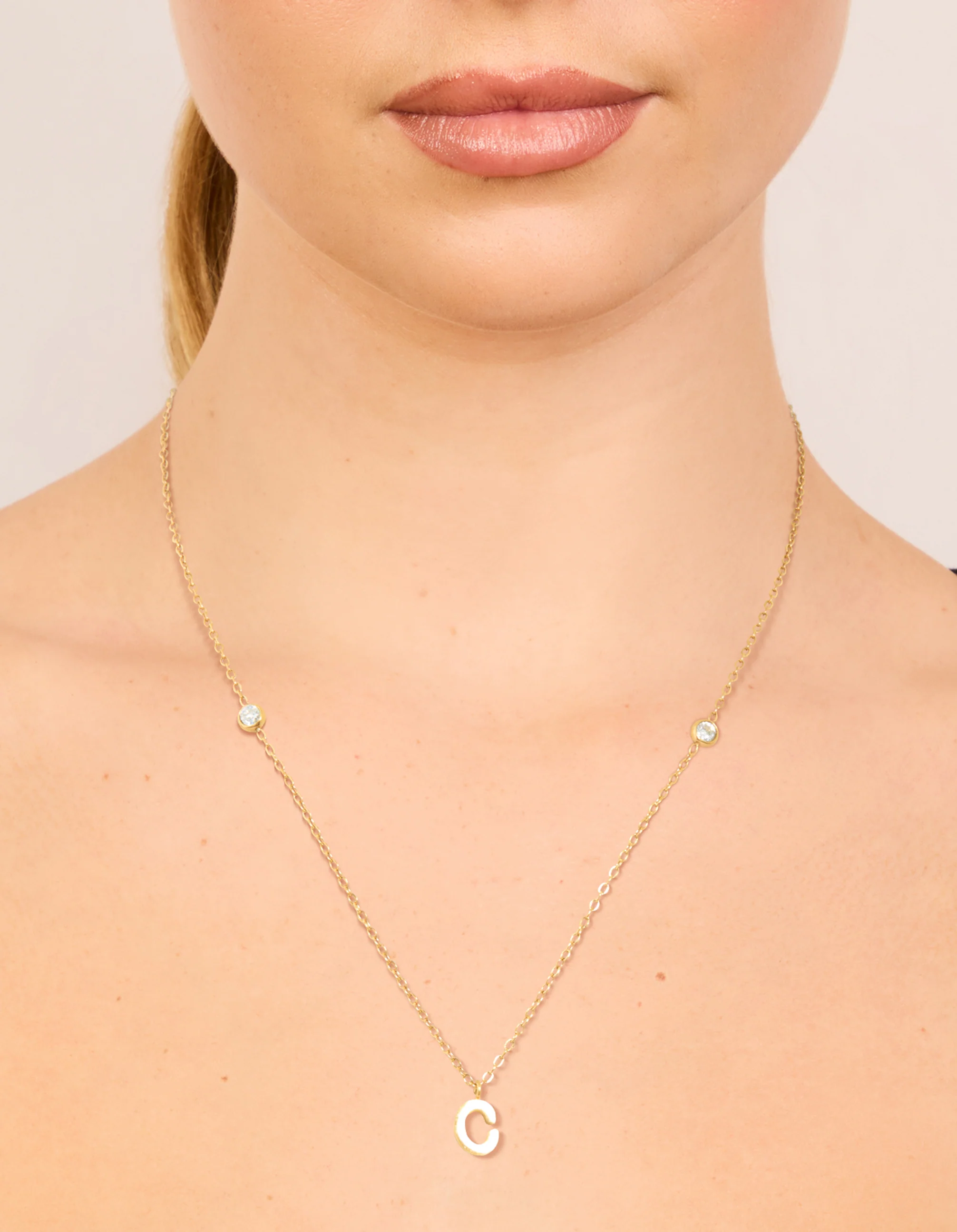 Waterproof Gold Plated Stainless Steel Letter C Dainty Pendant Necklace