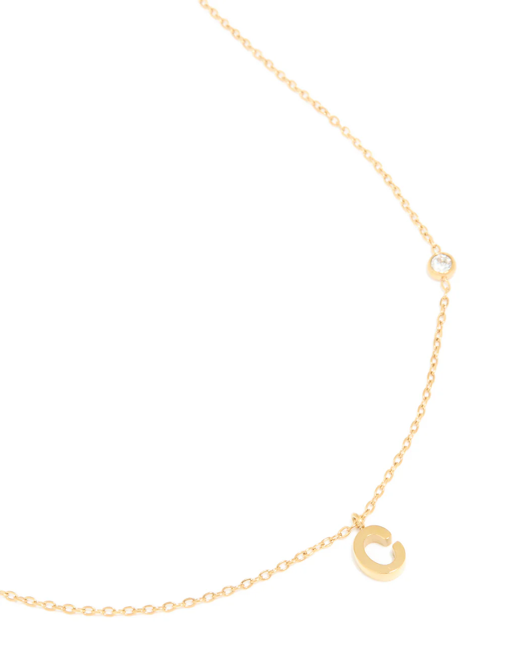 Waterproof Gold Plated Stainless Steel Letter C Dainty Pendant Necklace - Image 2