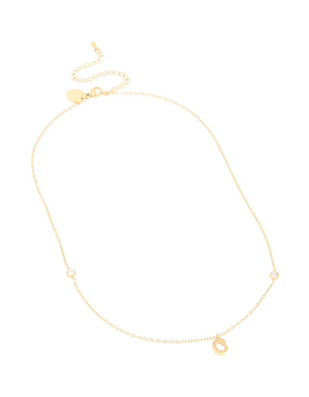 Waterproof Gold Plated Stainless Steel Letter C Dainty Pendant Necklace - Image 4