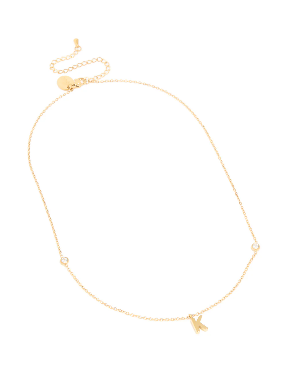 Waterproof Gold Plated Stainless Steel Letter K Dainty Pendant Necklace - Image 2